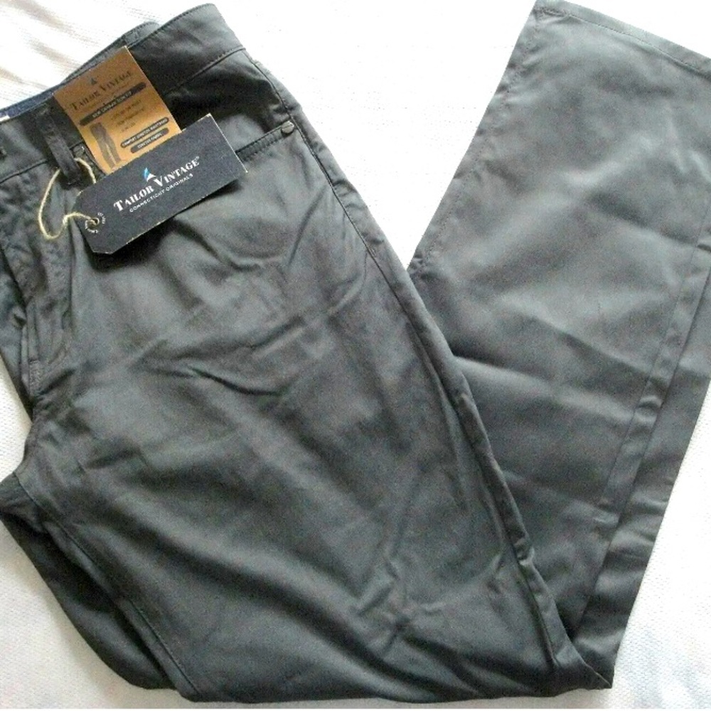 TAILOR VINTAGE Mens New Canaan SLIM FIT PANTS Performance GREY 38/32.